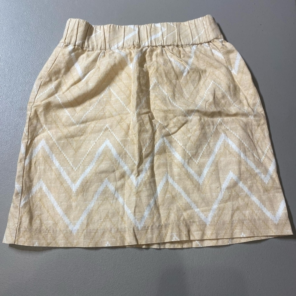 Banana Republic Cream & White Chevron Mini Skirt Women's Size 0 Linen Cotton EUC